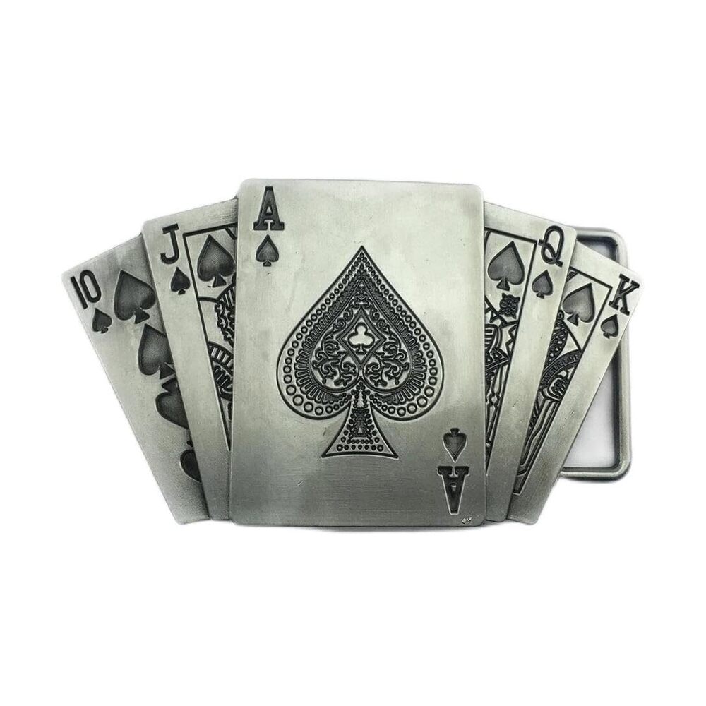 6860 Royal Flush Belt Buckle Poker Cards Belt Buckle, Straight Flush Belt